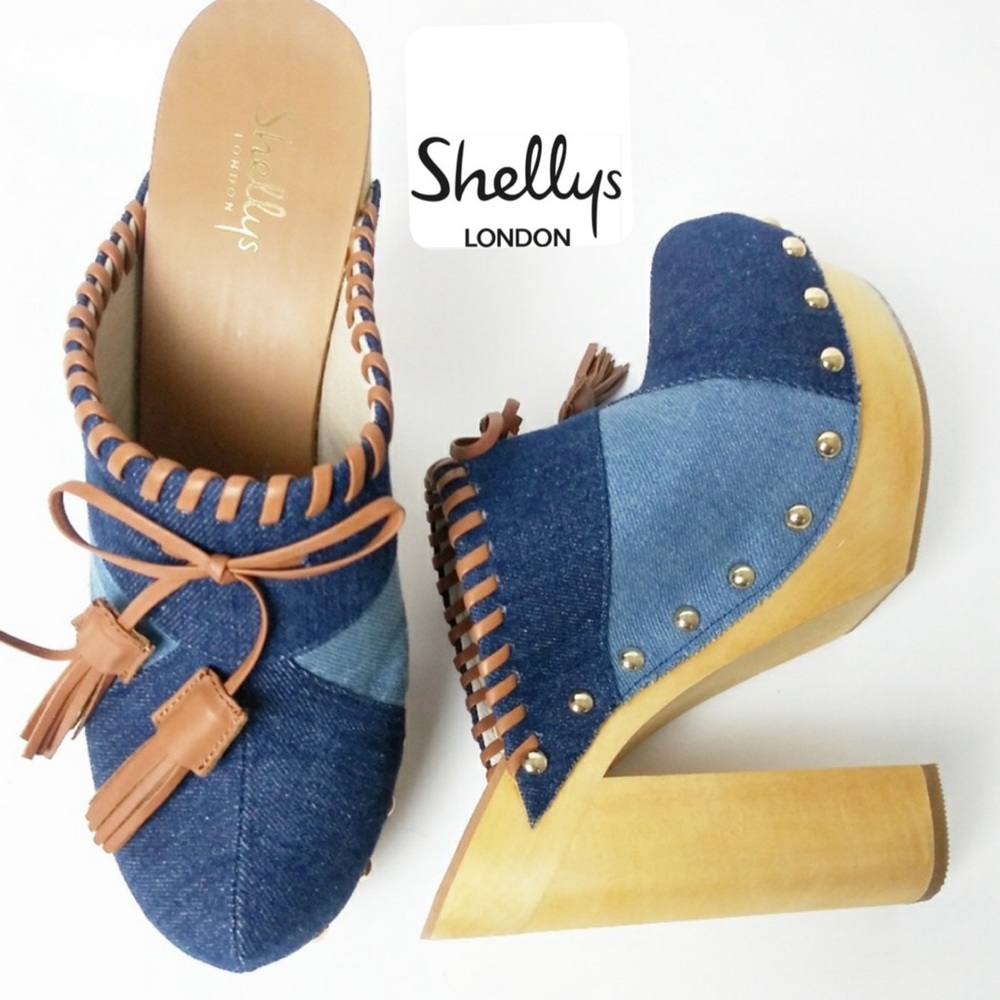 NWOT Shellys London Denim Clogs. Size  7.5M